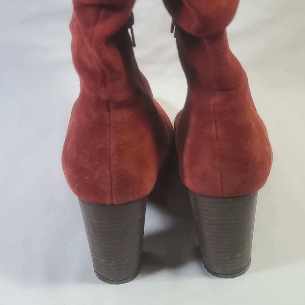 Andre Women’s Red Leather Suede Block Heel Boots Size 7.5 (38 Euro) - Picture 9 of 15